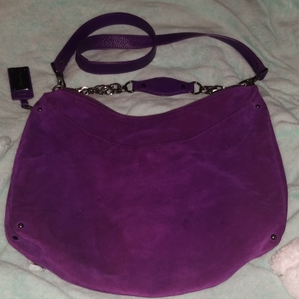 Kenneth Cole New York violet suede hobo bag.